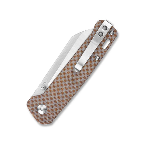 QSP Penguin pocket knife showcasing D2 blade and textured Micarta handle